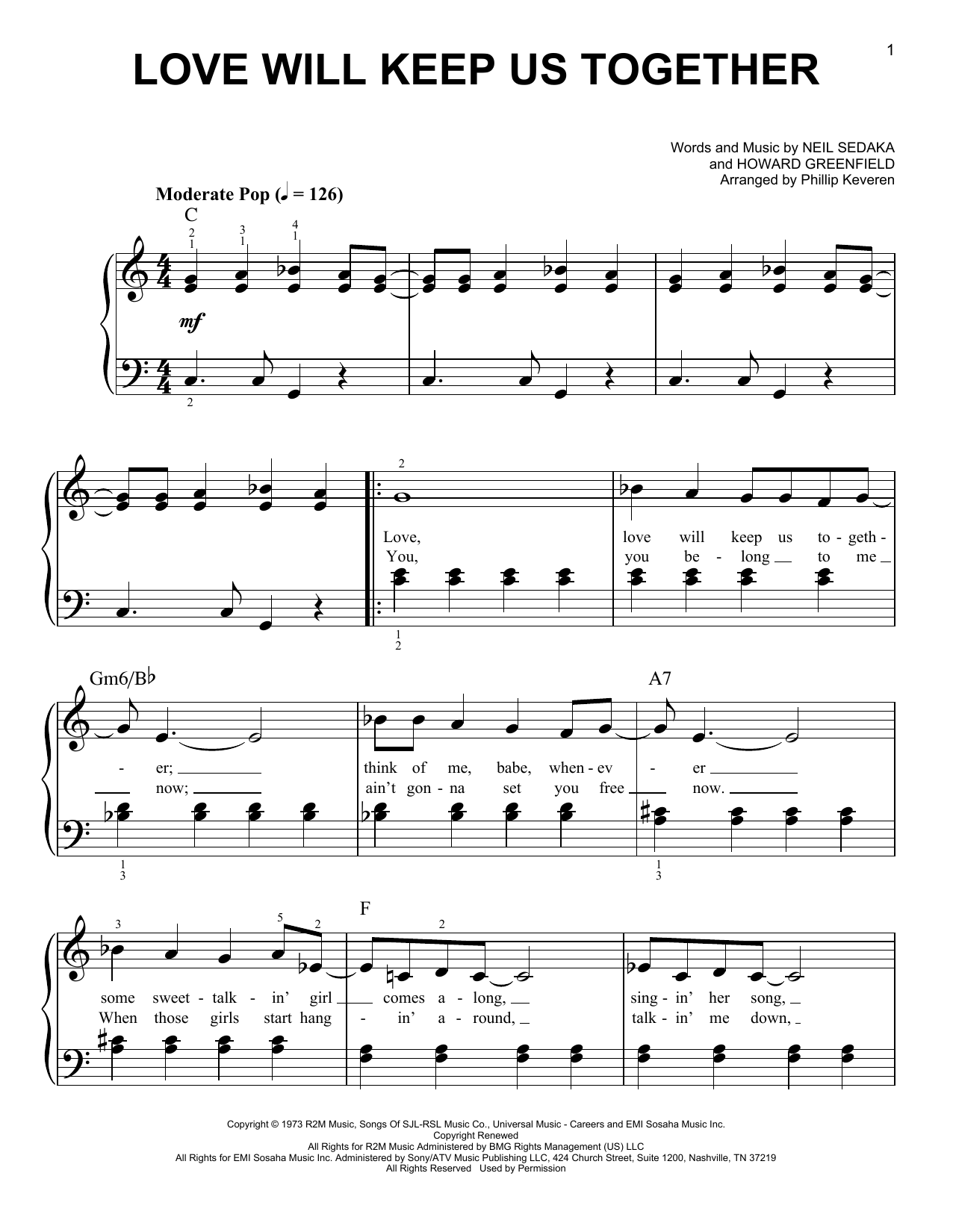 Produktgalerie: Seite 1 von 1 Love Will Keep Us Together (arr. Phillip Keveren), Captain & Tennille, Klavier