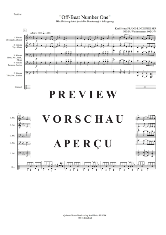 Produktgalerie: Seite 2 von 21 Off-Beat Number One , , (Quintett, variable Besetzung)