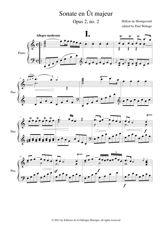 Product picture to: Sonata in C major, Opus 2 no. 2 Hélène de Montgeroult