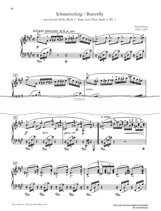 Produktgalerie: Seite 1 von 1 Butterfly, Op. 43 No. 1, Edvard Grieg, Klavier