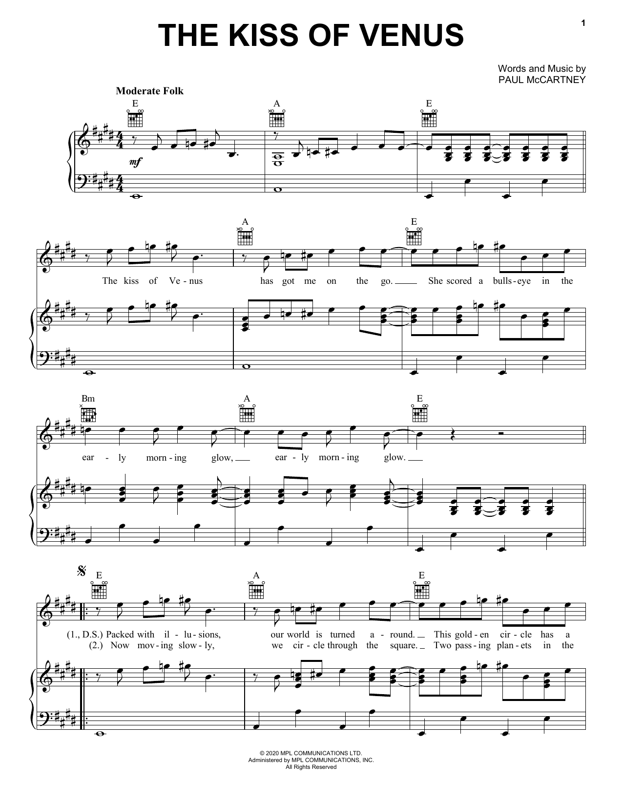 Produktgalerie: Seite 1 von 1 The Kiss Of Venus, Paul McCartney, Gesang, Gitarre, Klavier