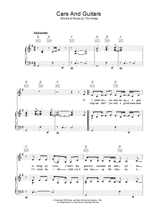 Produktgalerie: Seite 1 von 1 Cars And Guitars, Tori Amos, Gesang, Gitarre, Klavier