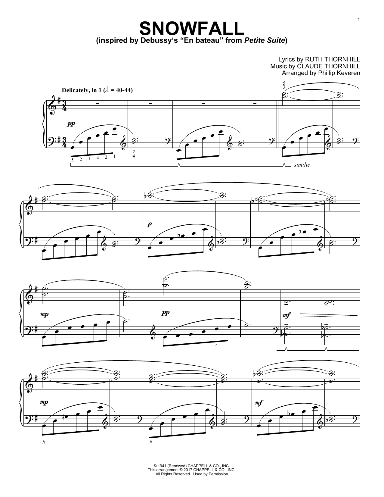 Product gallery: Page 1 of 1 Snowfall [Classical version] (arr. Phillip Keveren), Claude Thornhill