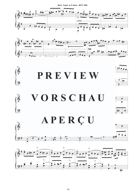 Produktgalerie: Seite 11 von 11 Fuge in E-Moll BWV 548b, , Klavier Solo