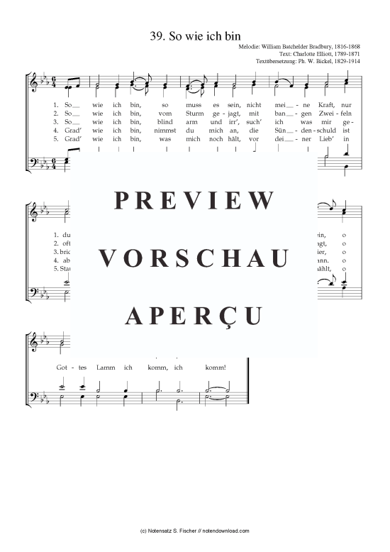 Product picture to: So wie ich bin  William Batchelder Bradbury, 1816-1868 / Charlotte Elliott, 1789-1871