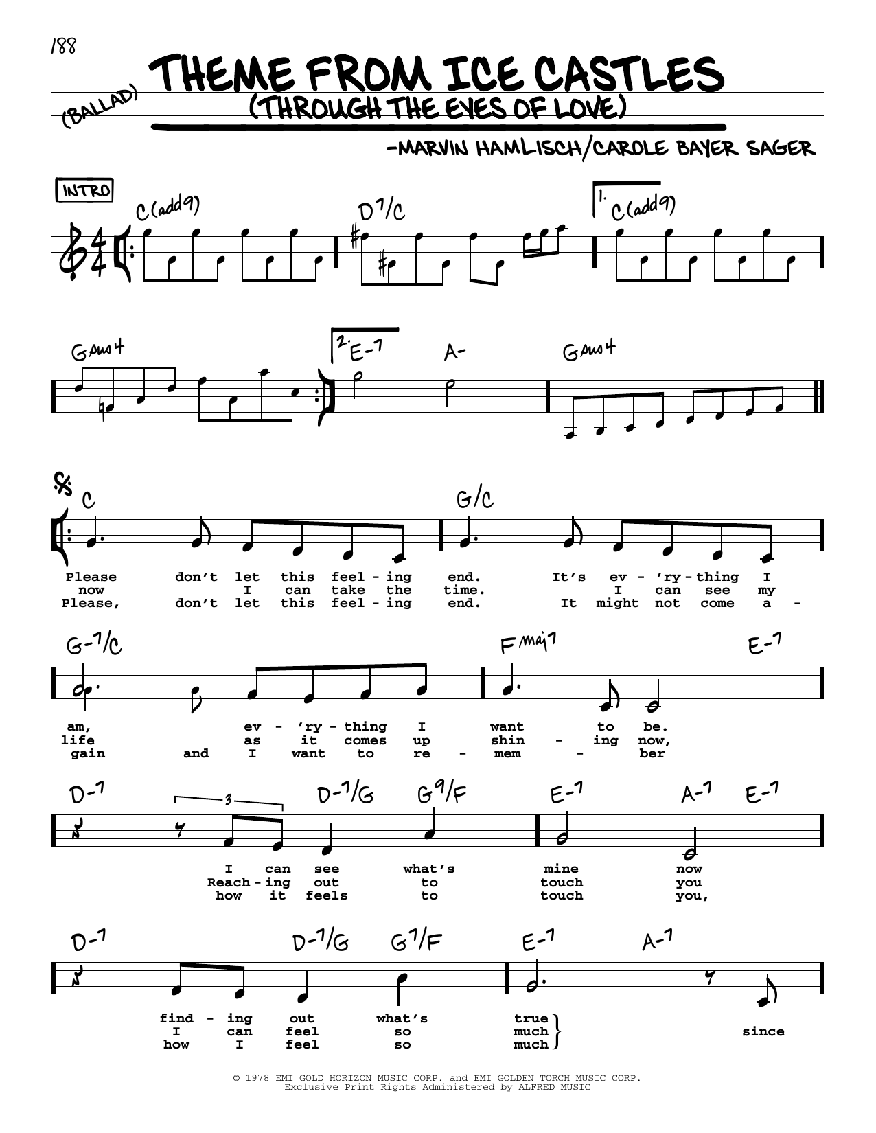 Produktbild zu: Theme From Ice Castles (Through The Eyes Of Love) (Low Voice)