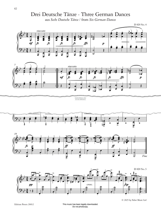 Produktgalerie: Seite 1 von 1 Three German Dances (from Six German Dances D 820), Franz Schubert, Klavier