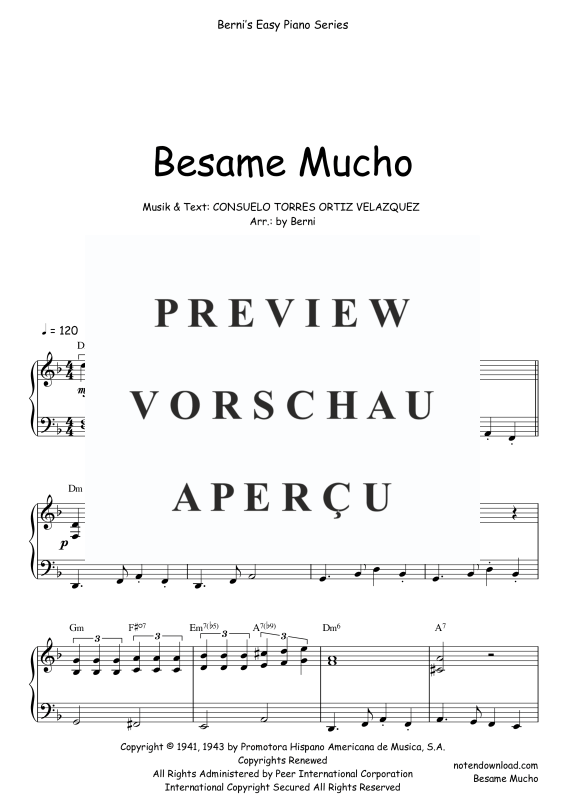 Produktgalerie: Seite 2 von 4 Besame Mucho, , Klavier Solo