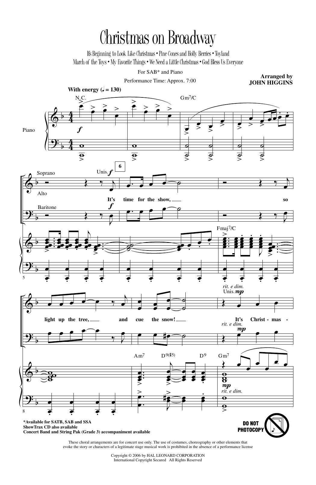 Product gallery: Page 1 of 1 Christmas On Broadway (Medley), John Higgins