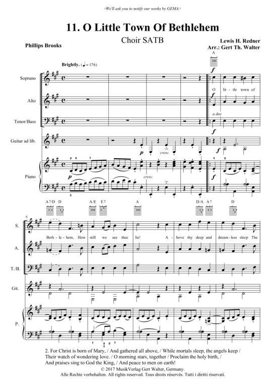 Produktbild zu: O Little Town Of Bethlehem Lewis H. Redner