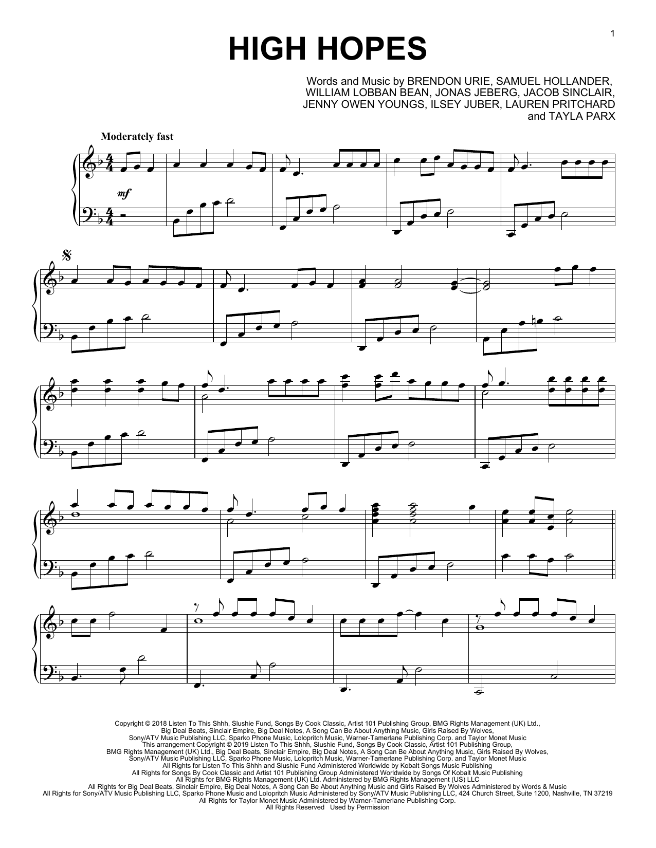 Produktgalerie: Seite 1 von 1 High Hopes, Panic! At The Disco, Klavier