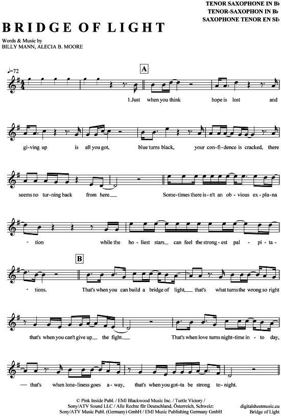 Product gallery: Page 1 of 4 Bridge of light , Pink, Tenor Saxophone