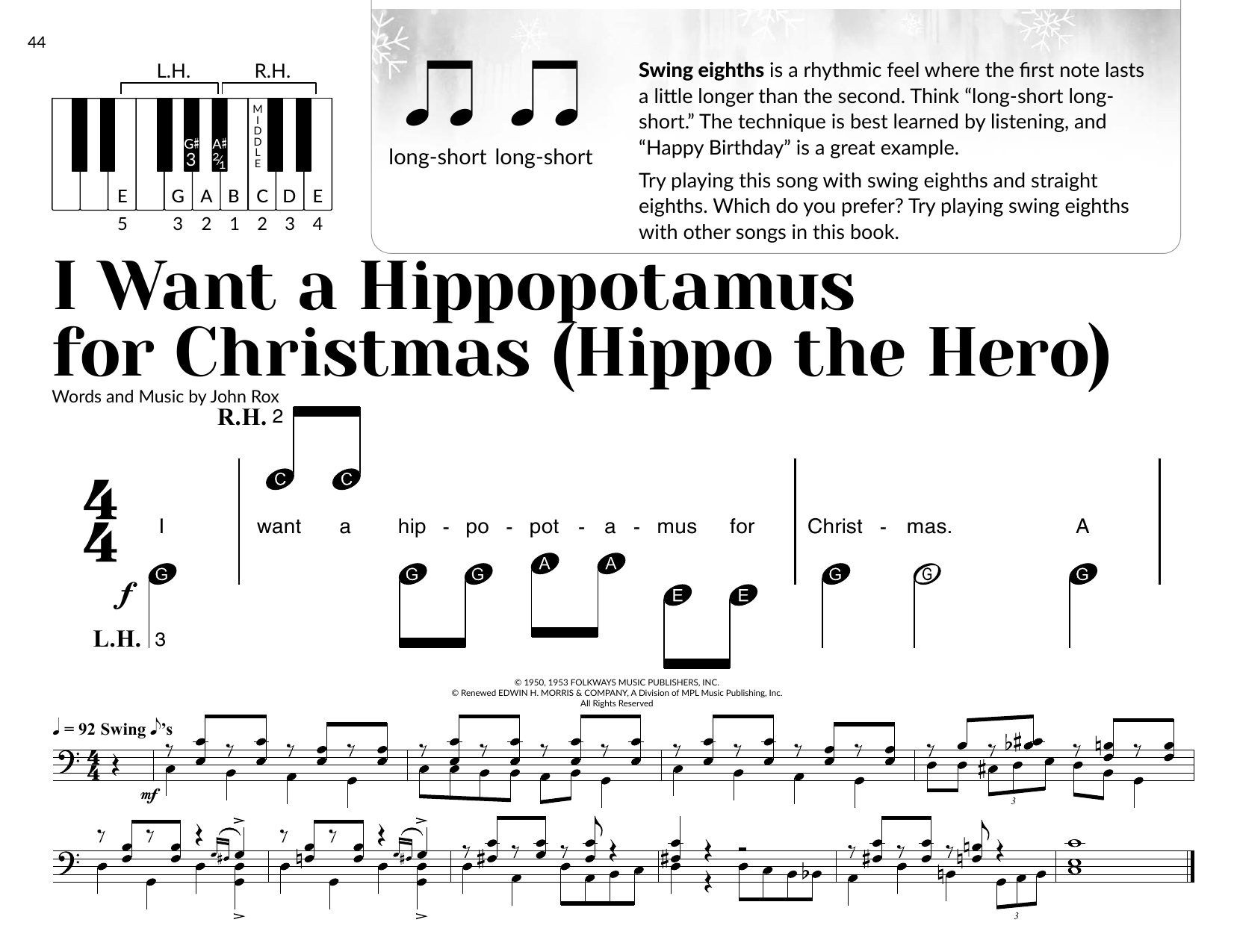 Product picture to: I Want A Hippopotamus For Christmas (Hippo The Hero) (arr. Brittany McCorriston)