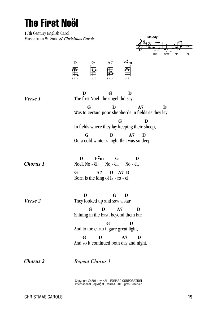 Product gallery: Page 1 of 1 The First Noel, W. Sandys' Christmas Carols