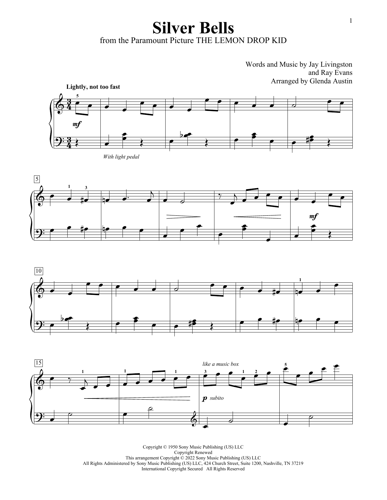 Produktbild zu: Silver Bells (arr. Glenda Austin)