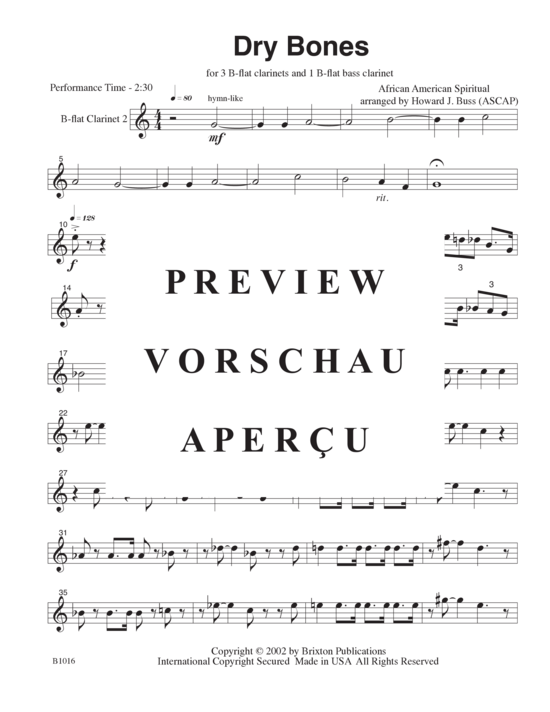 Product gallery: Page 10 of 15 Dry Bones , , (3 clarinets in Bb and one bass clarinet)