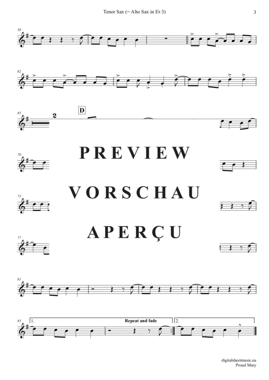 Product gallery: Page 19 of 21 Proud Mary (Saxophon Trio AAA(T) , Creedence Clearwater Revival,  + piano)