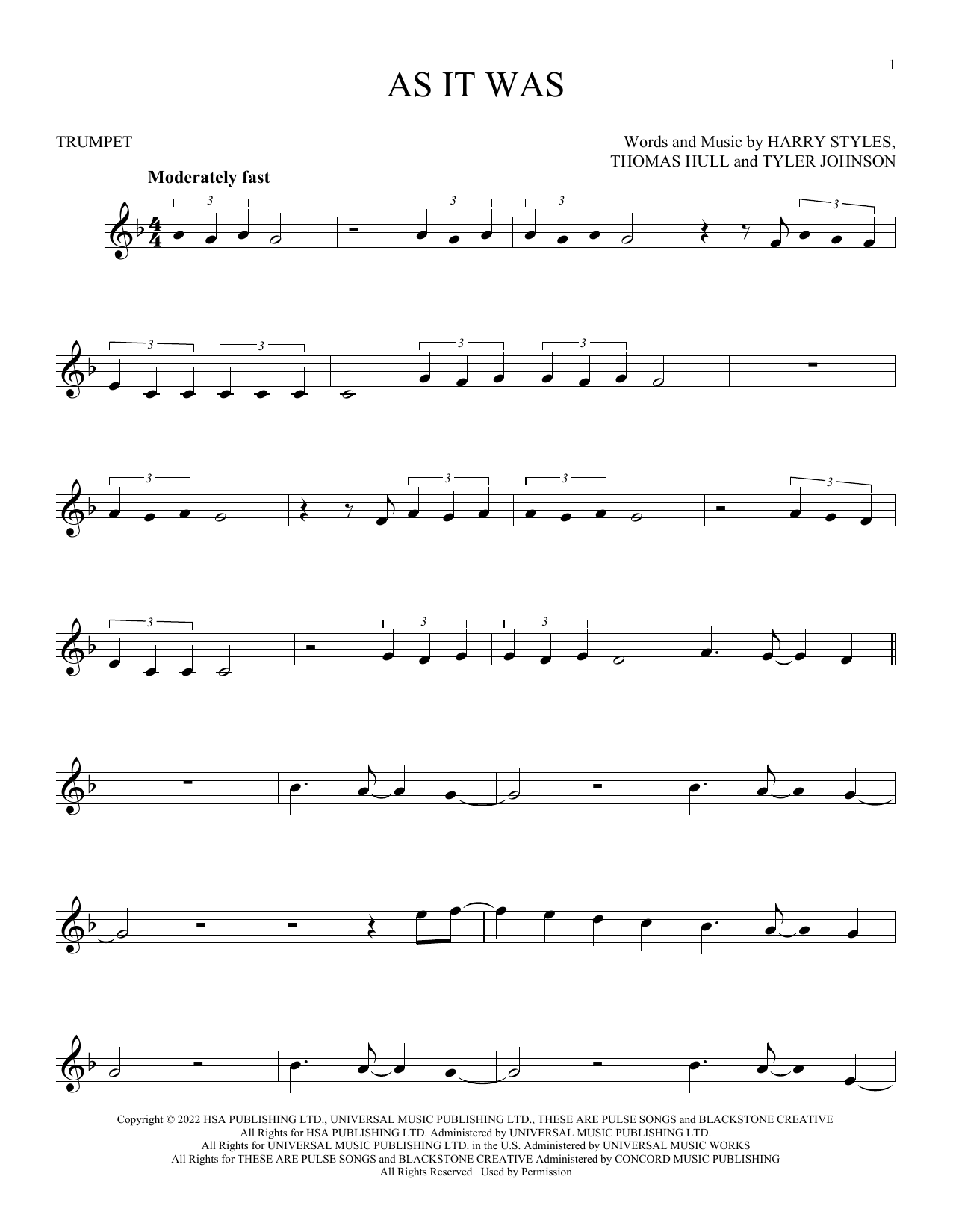 Produktgalerie: Seite 1 von 1 As It Was, Harry Styles, Trompete