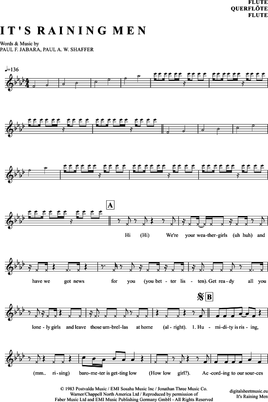 Product gallery: Page 1 of 4 It´s raining men , Weather Girls, (transverse flute)