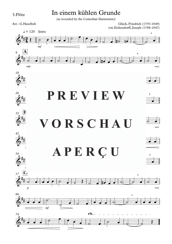 Produktgalerie: Seite 7 von 8 In einem kühlen Grunde, , Flötenquartett