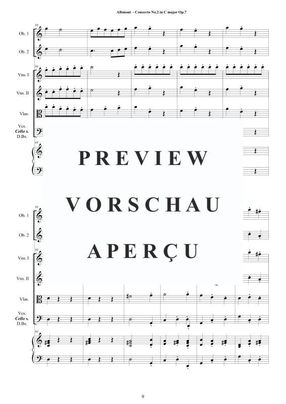 Product gallery: Page 10 of 11 Concerto No.2 in C-Dur Op.7, , 2 Solo Oboes, String Ensemble, and Harpsichord (Bc)