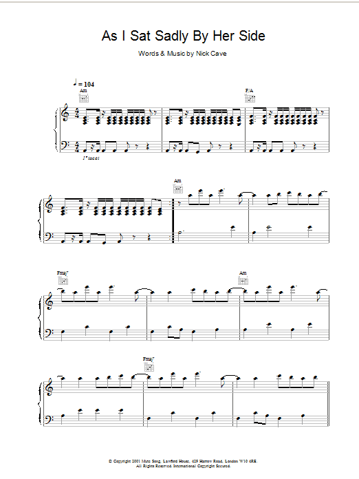 Produktgalerie: Seite 1 von 1 As I Sat Sadly By Her Side, Nick Cave, Gesang, Gitarre, Klavier