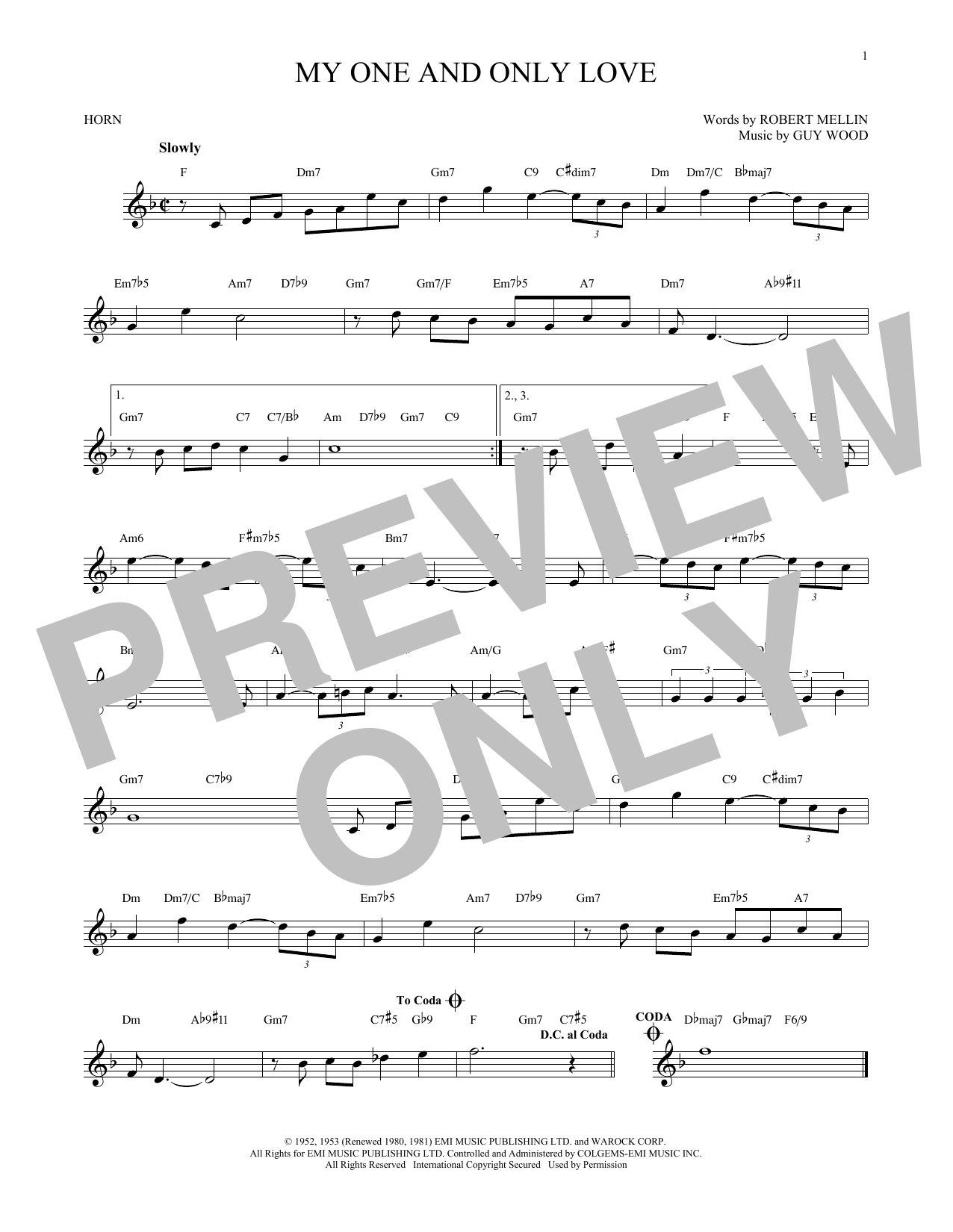 Produktgalerie: Seite 1 von 1 My One And Only Love, Guy Wood, Horn