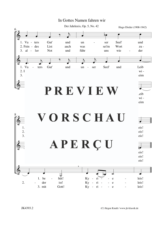 Produktgalerie: Seite 3 von 3 In Gottes Namen fahren wir (Der Jahrkreis, Op.5, Nr.42), , Frauenchor SAA
