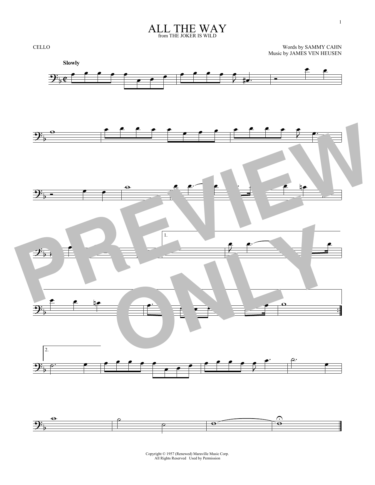 Produktgalerie: Seite 1 von 1 All The Way, James Van Heusen, Violoncello