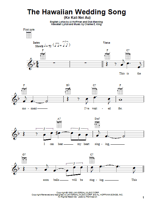 Product gallery: Page 1 of 1 The Hawaiian Wedding Song (Ke Kali Nei Au), Andy Williams