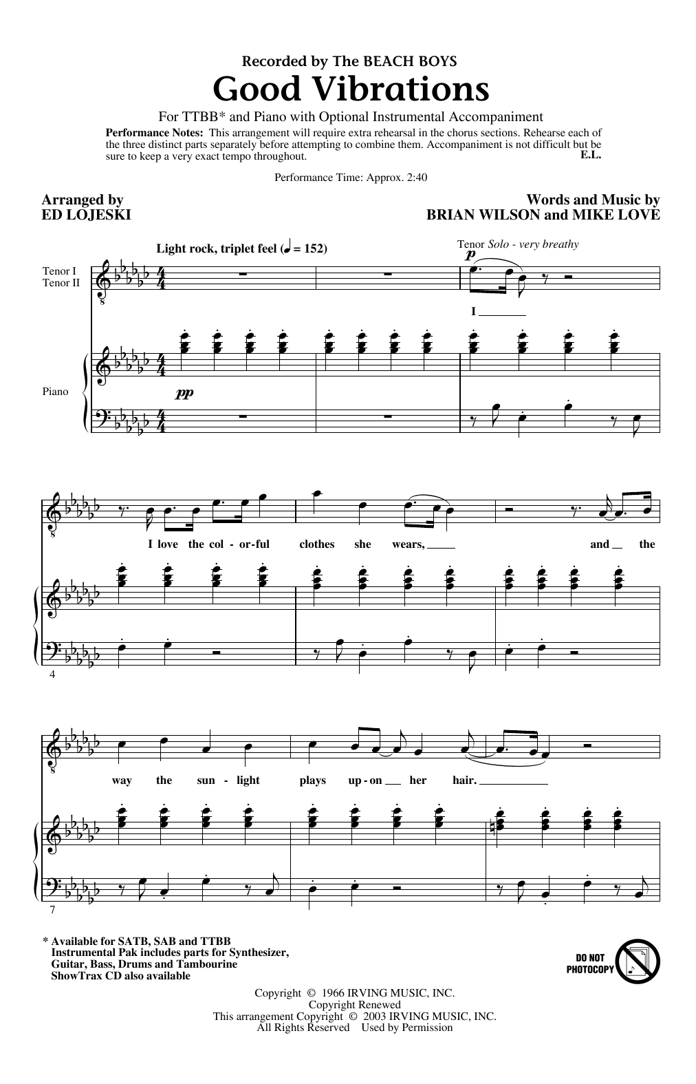 Produktbild zu: Good Vibrations (arr. Ed Lojeski)