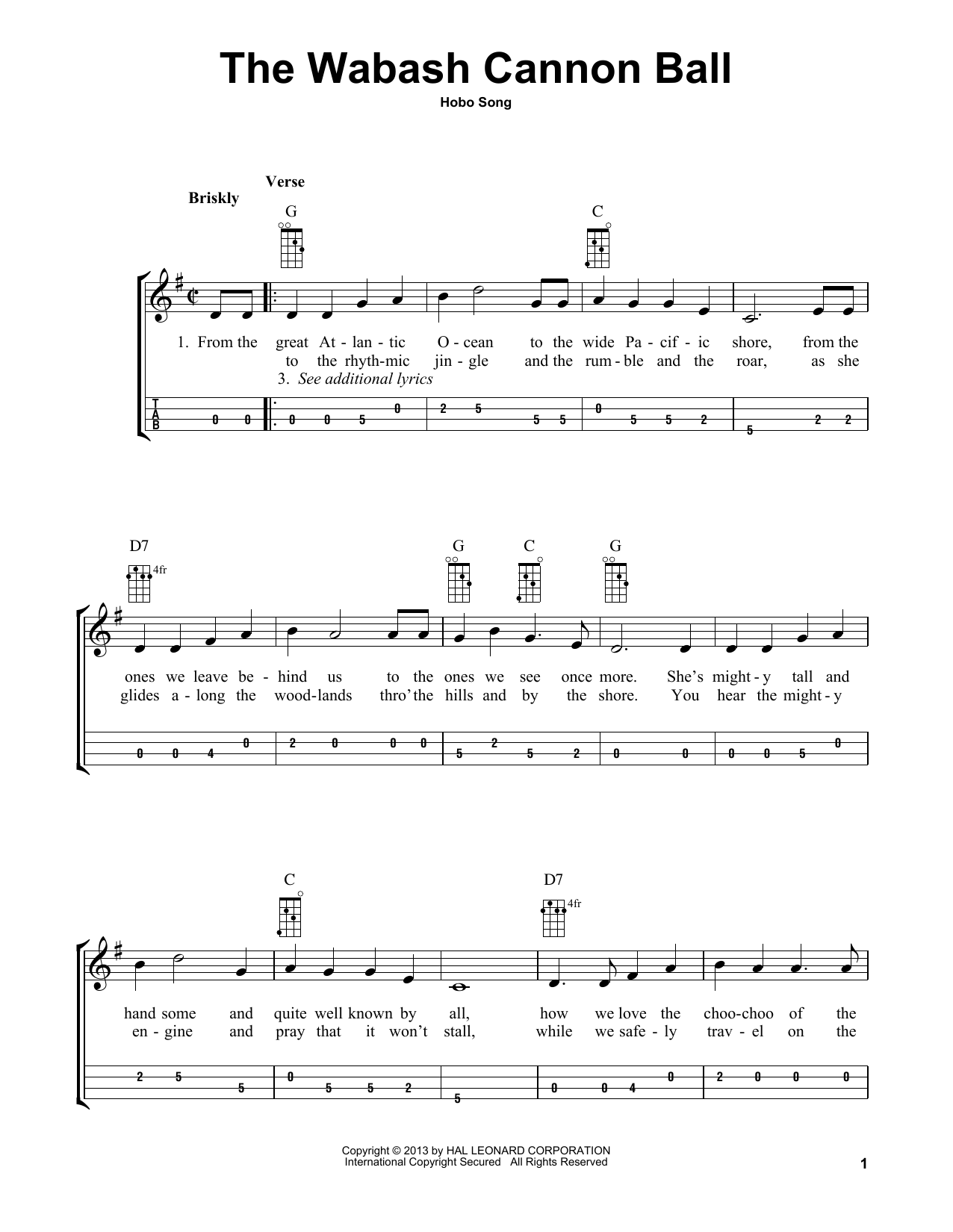 Produktgalerie: Seite 1 von 1 The Wabash Cannon Ball (arr. Bobby Westfall), Hobo Song