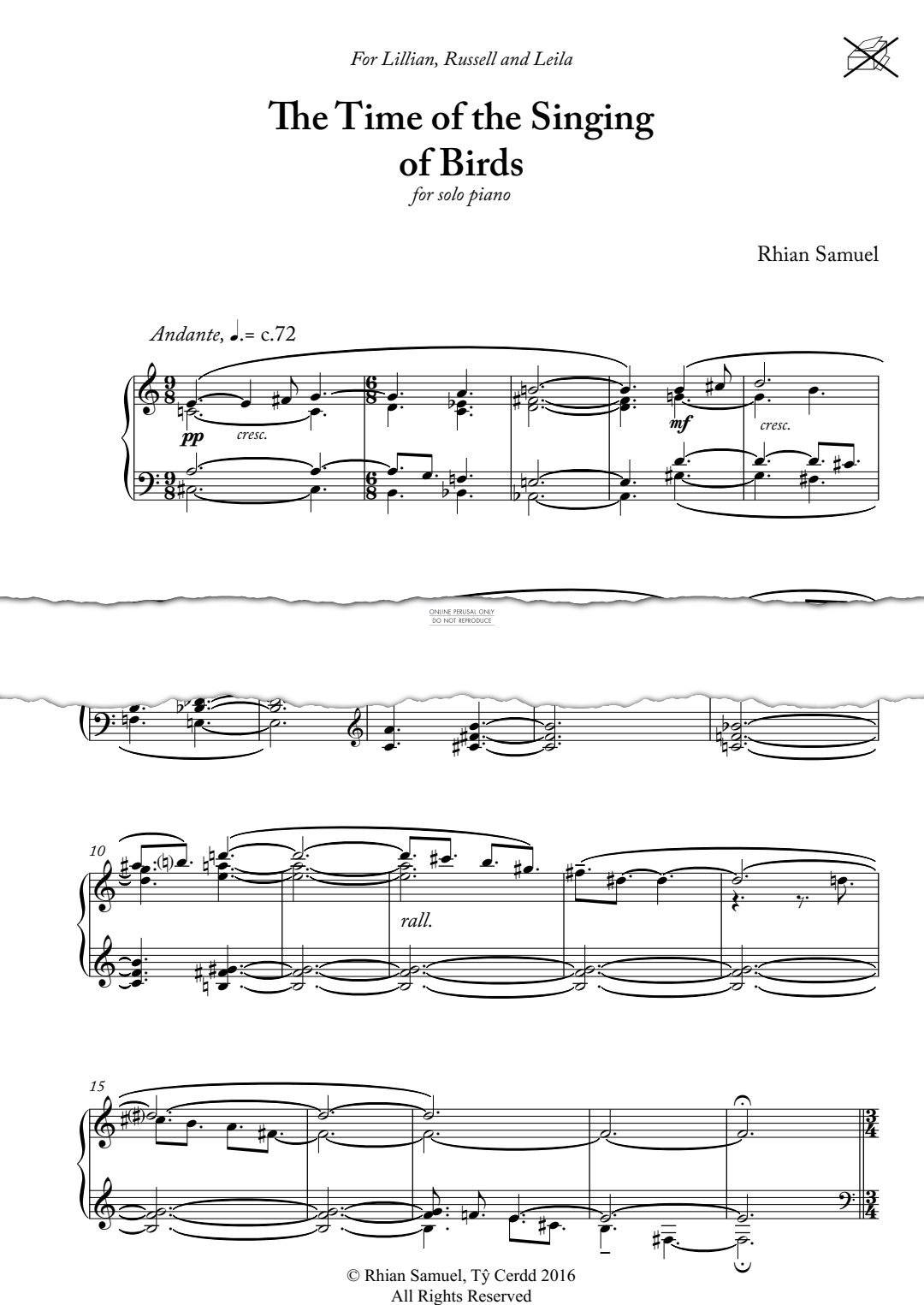 gallery: The Time Of The Singing Of Birds, Rhian Samuel, Klavier