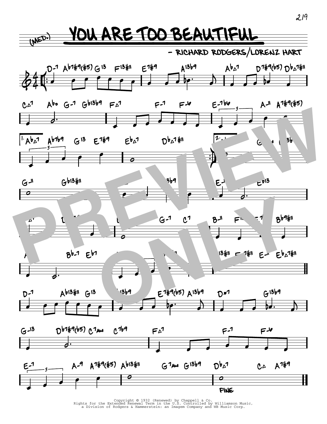 Product picture to: You Are Too Beautiful (arr. David Hazeltine)