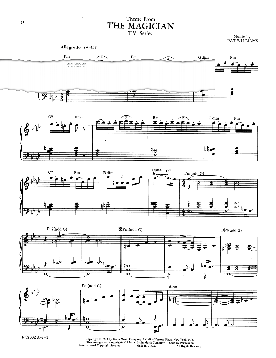 gallery: Theme From The Magician, Patrick Williams, Klavier