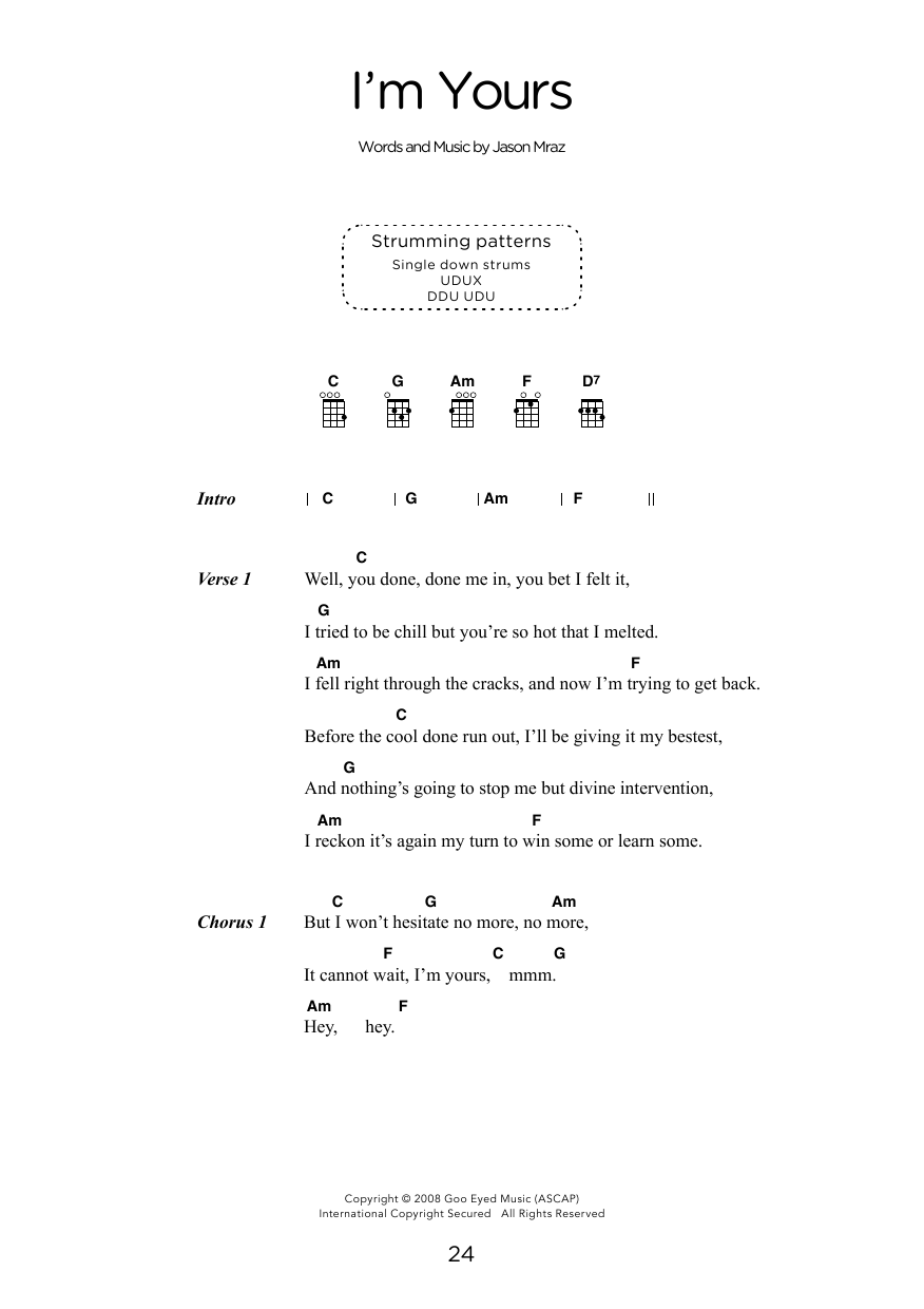 Product gallery: Page 1 of 1 I'm Yours (arr. Elise Ecklund), Jason Mraz
