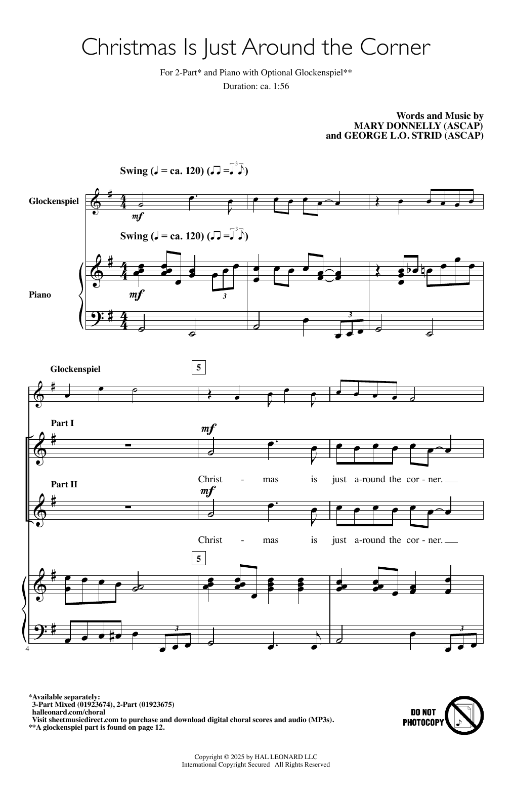 Produktgalerie: Seite 1 von 1 Christmas Is Just Around The Corner, Mary Donnelly & George L.O. Strid, Chor