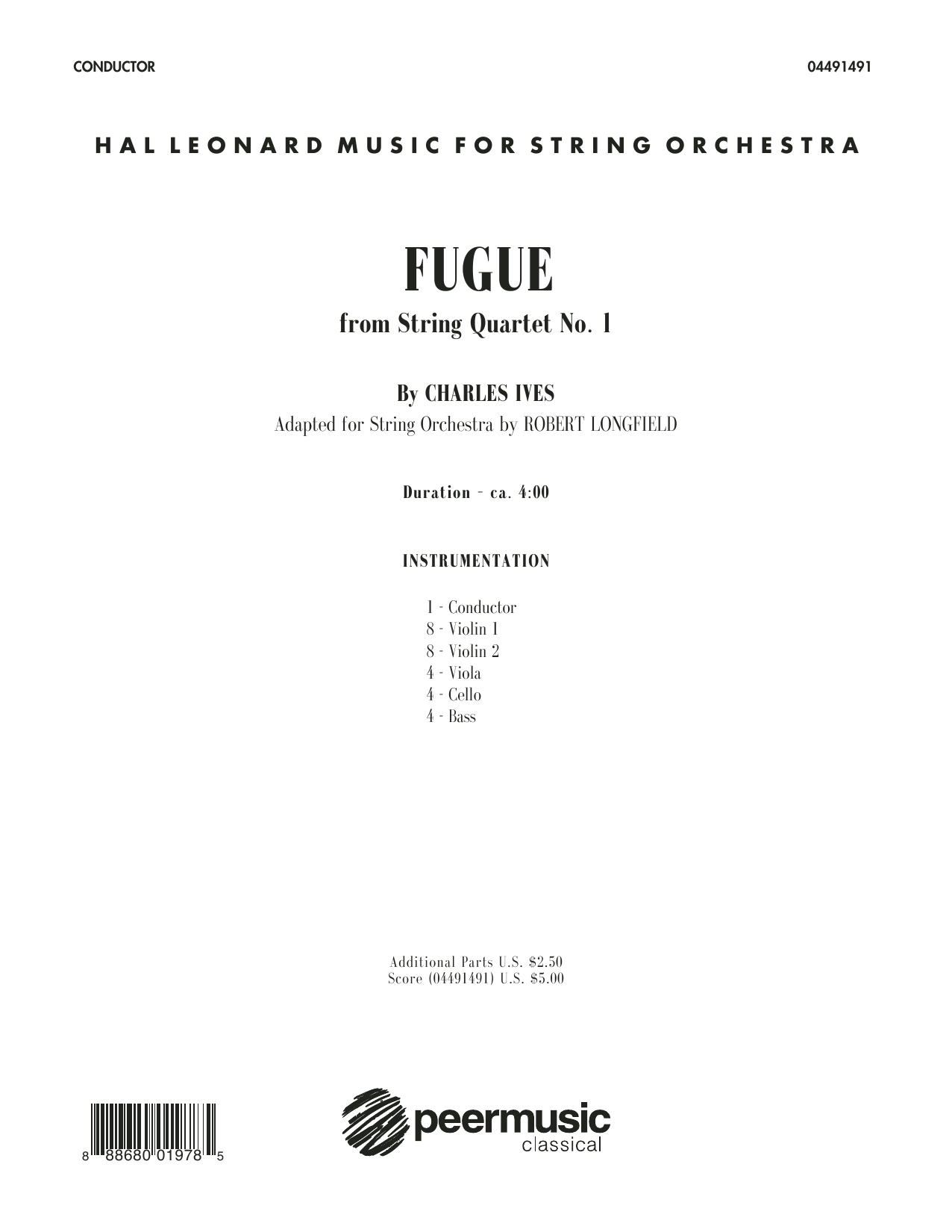 Produktbild zu: Fugue from String Quartet No. 1 - Conductor Score (Full Score)