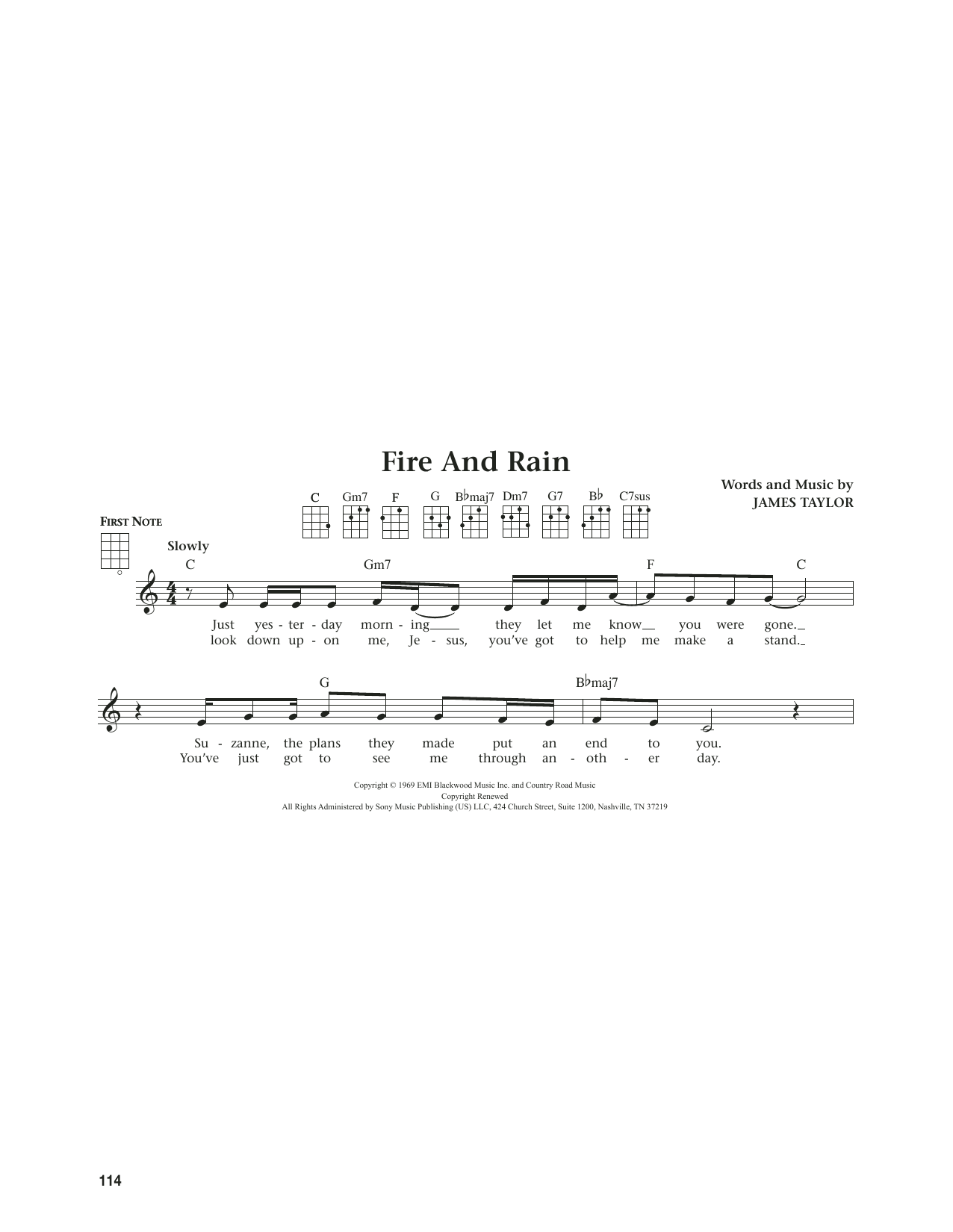 Product gallery: Page 1 of 1 Fire And Rain (from The Daily Ukulele) (arr. Jim Beloff), James Taylor