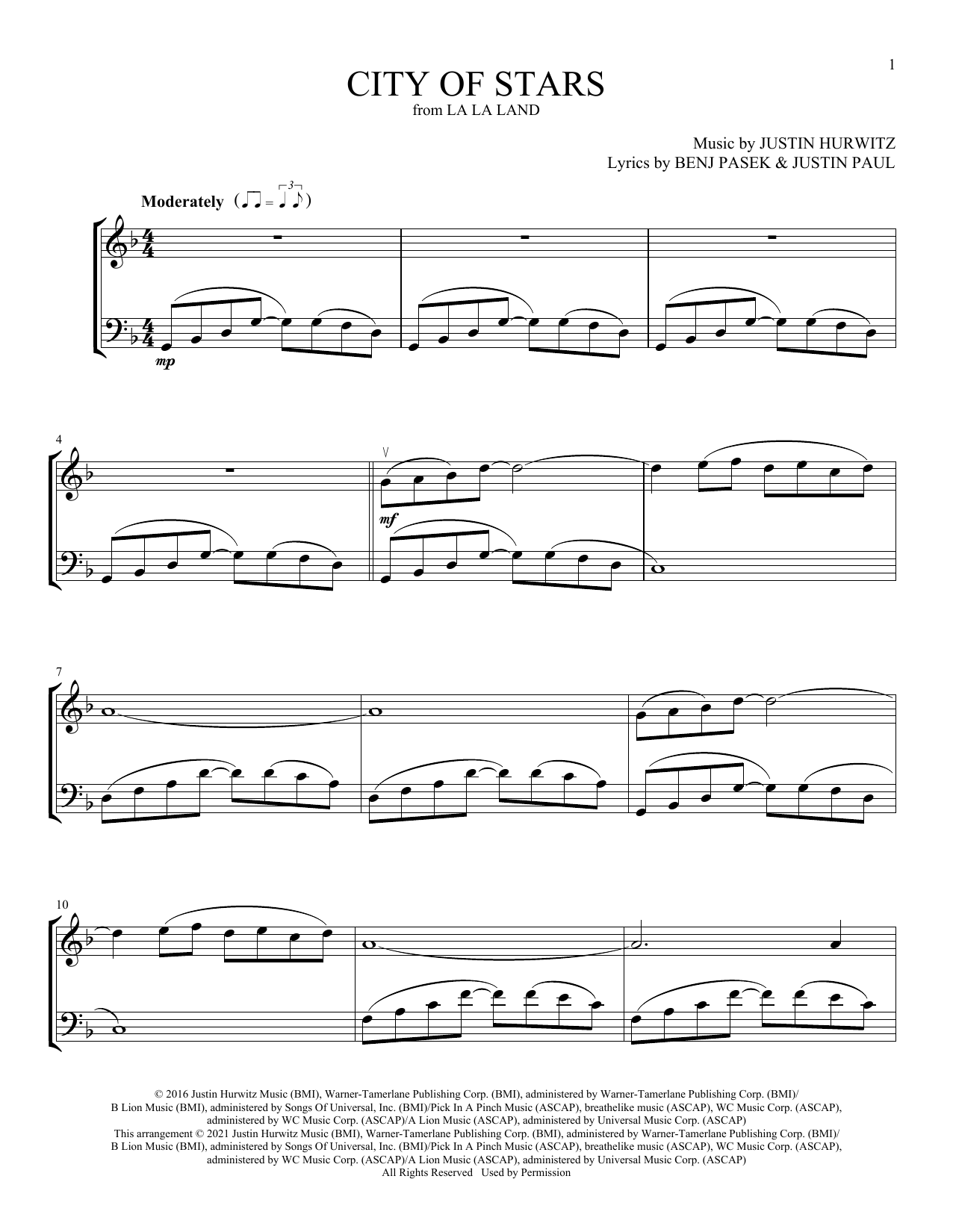 Produktbild zu: City Of Stars (from La La Land)
