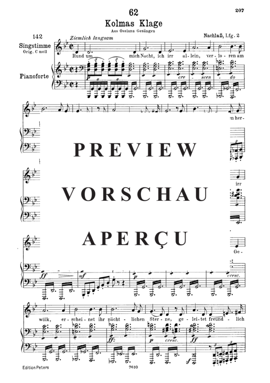 Product gallery: Page 2 of 6 Kolma's Klage D.217, , Low Voice and Piano