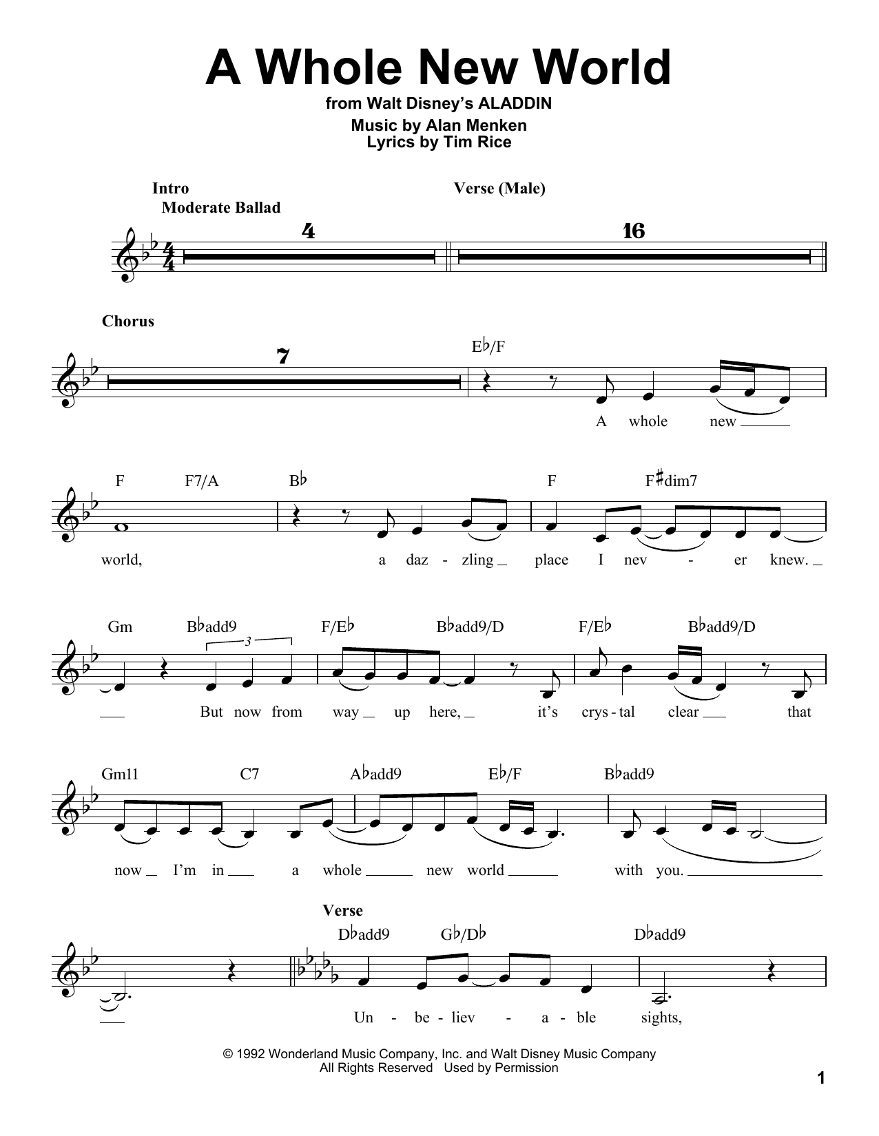 Produktbild zu: A Whole New World (from Aladdin) (Female part only)