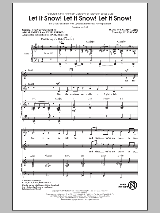 Product gallery: Page 1 of 1 Let It Snow! Let It Snow! Let It Snow! (adapted by Mark Brymer), Glee Cast