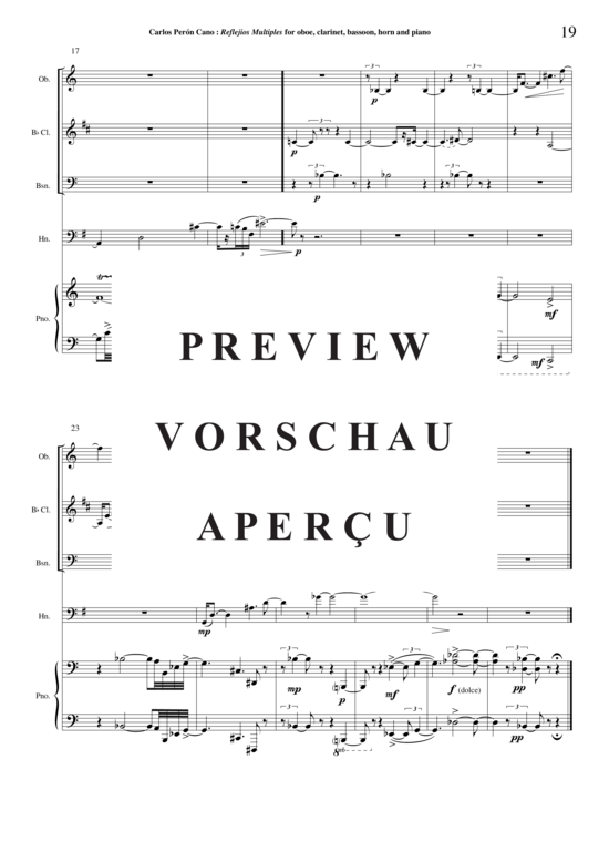 Produktgalerie: Seite 20 von 21 Refejos Multiples , , (Oboe, Klarinette, Fagott, Horn + Klavier)