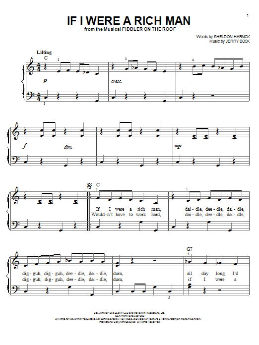 Produktbild zu:  If I Were A Rich Man (from Fiddler On The Roof) - Bock & Harnick