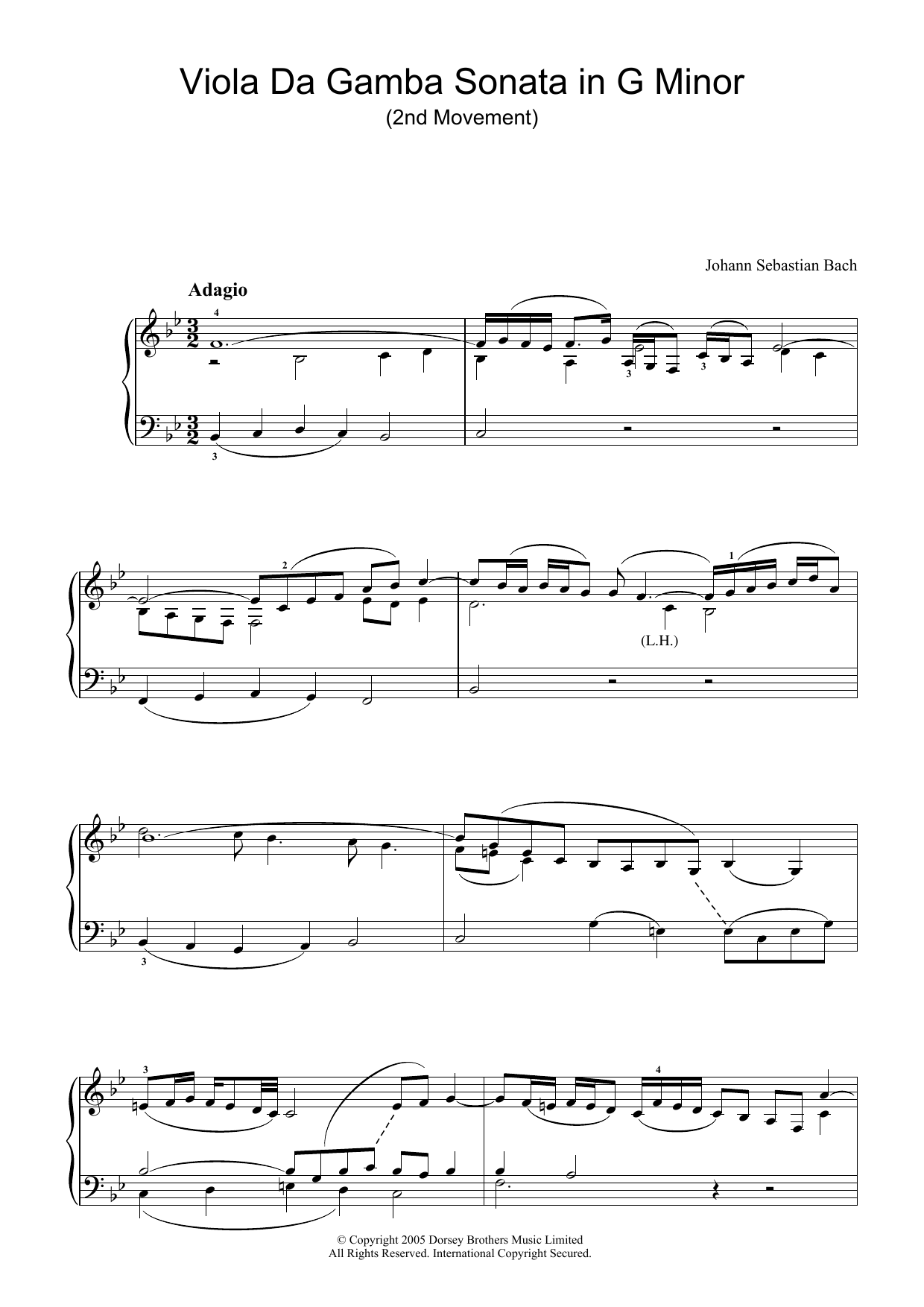 Produktgalerie: Seite 1 von 1 Viola da Gamba Sonata In G Minor (2nd Movement), Johann Sebastian Bach, Klavier
