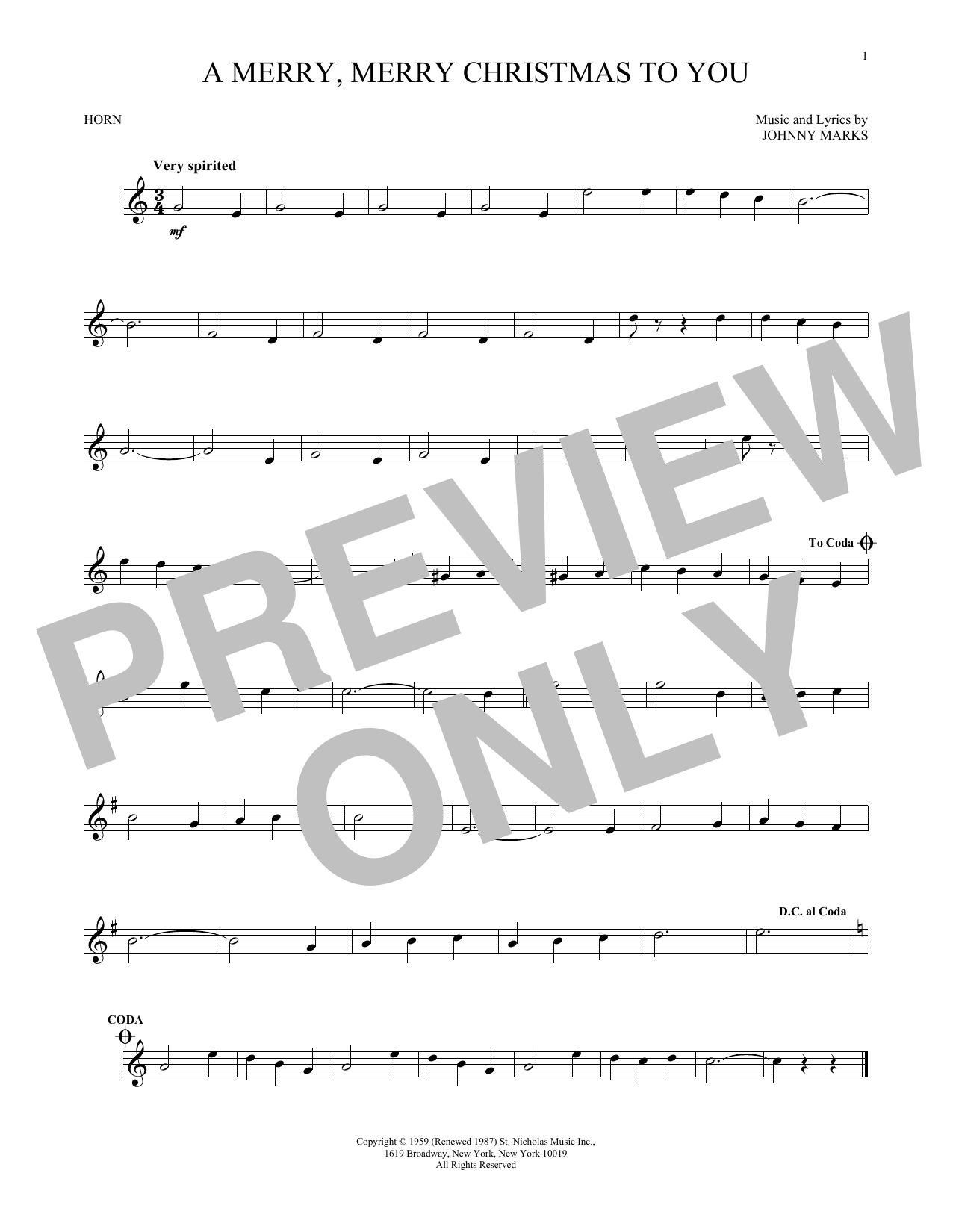 Produktgalerie: Seite 1 von 1 A Merry, Merry Christmas To You, Johnny Marks, Horn