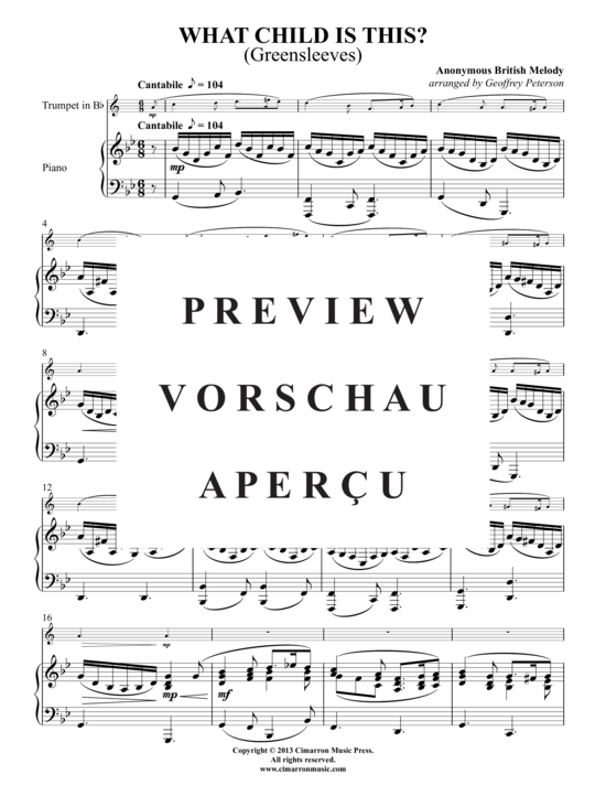 Produktgalerie: Seite 2 von 5 What Child is This? , , (Trompete in B + Klavier)