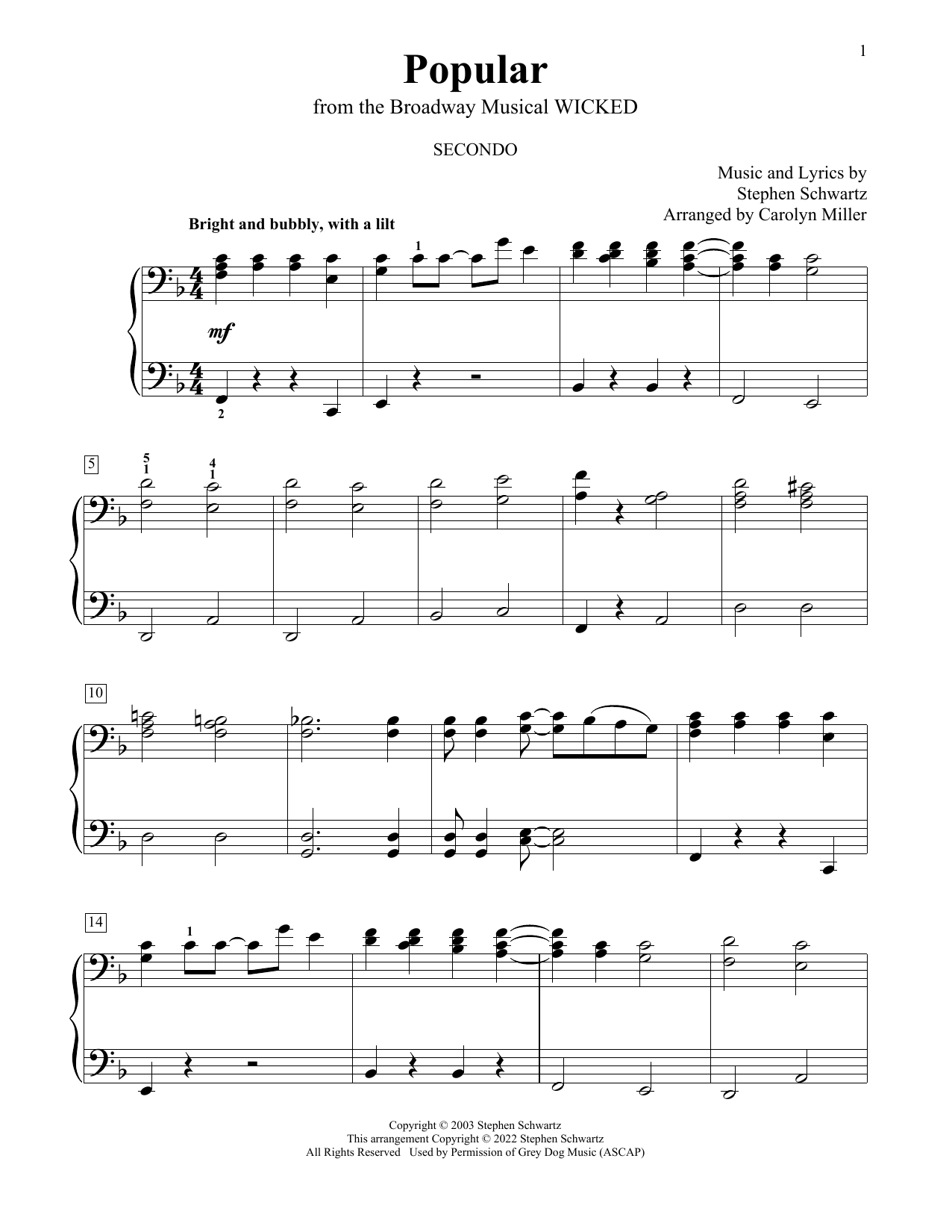 Produktbild zu: Popular (from Wicked) (arr. Carolyn Miller)