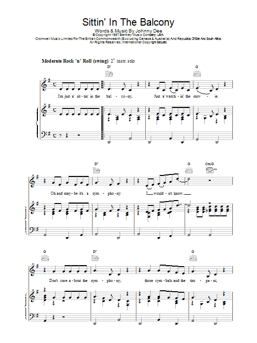 Produktgalerie: Seite 1 von 1 Sittin' In The Balcony, Eddie Cochran, Gesang, Gitarre, Klavier